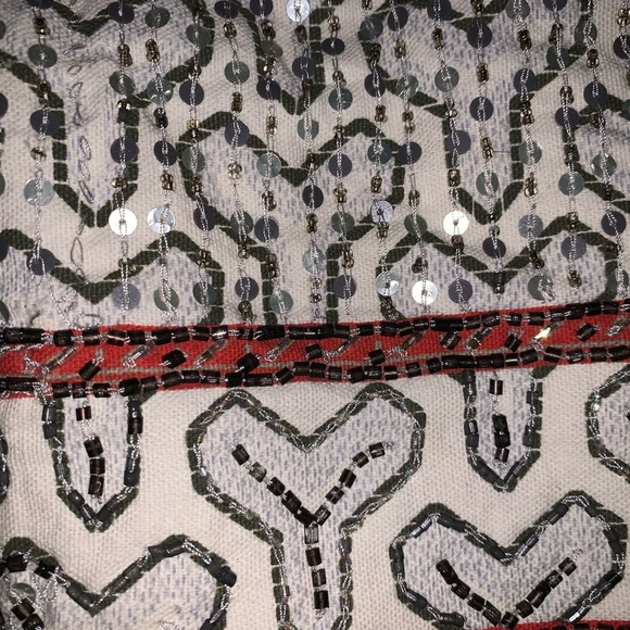 Zara White and Orange Beaded Sequin Mini Skirt - Picture 6 of 8